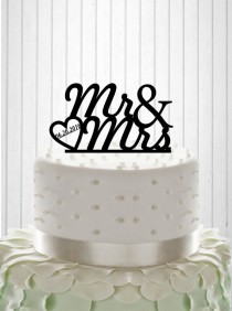wedding photo -  Mr and Mrs Wedding Cake Topper Cake Decor Custom Wedding Cake Topper with date Silhouette Bride and Groom Wedding Cake Topper