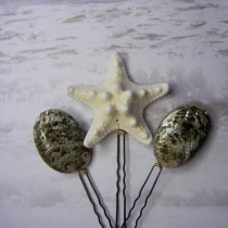 wedding photo - Seashell  Starfish Hairpins - Abalone Star