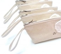 wedding photo - Monogrammed Bridesmaid Clutch Purse with straps, Set of 10
