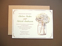 wedding photo - Wedding Invitation Suite / Rustic Wedding Invitations, Mason Jar with Hydrangeas - Deposit