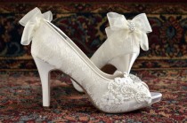 wedding photo - A Womens Wedding Shoes Lace Wedding Shoes Womens Lace Peep Toe Heels Womens Wedding Shoes Womens Bridal Shoes Wedding Shoes Lace PBT-0384B