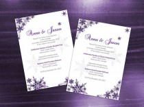 wedding photo -  DIY Printable Wedding Invitation Card Template | Editable MS Word file | 5 x 7 | Instant Download | Winter Dark Purple Silver Snowflakes