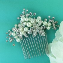wedding photo - Pearl Wedding Hair Comb, bridal hair accessories, pearl rhinestone comb, bridal hair pearl, bridal hairpins,hairpins