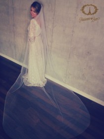wedding photo - Cathedral Length Veil, Bridal Tulle Veil, Bride Hairpiece, White, Off White, Ivory, Sparkle White, Sparkle Ivory 120"