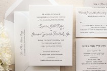 wedding photo - The Lily Suite - Chic Letterpress Wedding Invitation Suite, Black, Gray, Grey, Liner, Calligraphy, Script, Simple, Classic, Modern, Elegant