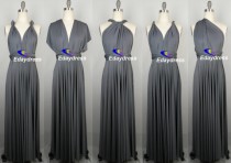 wedding photo - Bridesmaid Dress Dark Gray Charcoal Grey Floor Length Wrap Convertible Multi Ways Twist Infinity Dress