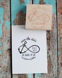 wedding photo - Custom Save the Date Wedding Rubber Stamp - Infinity Anchor with "Love Anchors the Soul" quote