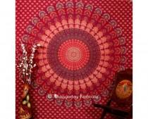 wedding photo -  Maroon Mor Pankh Design Cotton Tapestry