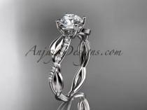 wedding photo -  platinum leaf diamond wedding ring, engagement ring ADLR385