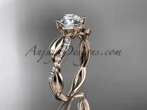 wedding photo -  14kt rose gold leaf diamond wedding ring, engagement ring ADLR385