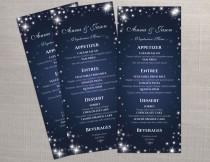 wedding photo -  DIY Printable Wedding Menu Template | Editable MS Word file | 4 x 9.25 | Instant Download | New Years Heaven Sparkles Royal Navy Blue