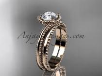 wedding photo -  14kt rose gold wedding ring, engagement set ADLR389S