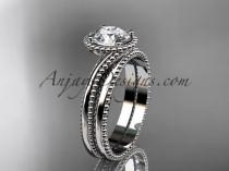 wedding photo -  14kt white gold wedding ring, engagement set ADLR389S