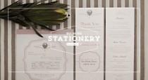 wedding photo - Stripes and Proteas Stationery Set - Wedding Friends