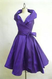 wedding photo - Custom Made  MARIA SEVERYNA Wrap Full Skirt Dress Vintage 1950s style Mother of the bride - cocktail dress - Many Colors Available
