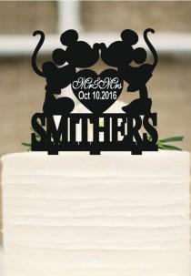 wedding photo - Mickey Mouse Cake Topper,Wedding Cake Topper,Personalized Cake Topper,Mickey and Minnie Cake Topper,Bride and Groom Topper,Funny cake topper