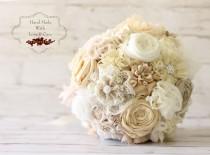 wedding photo - Ivory bouquet, fabric bridal bouquet