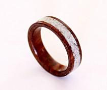 wedding photo - Women's wood ring with crushed shell inlay