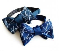 wedding photo - Galaxy bow tie. Milky Way star chart tie. Constellation freestyle bowtie. Ice print. Peacock blue, french blue & more. Adjustable.