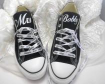 wedding photo - Custom Wedding Converse - Personalized Mrs. Wedding Shoes - Bridal Shoes - Mr and Mrs Shoes - Wedding Gifts - by Bandana Fever