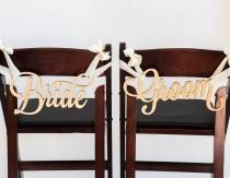 wedding photo - Bride and Groom Chair Signs for Wedding, Hanging Chair Signs Wooden Wedding Signs Bride & Groom (Item - LBG200)