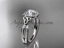 wedding photo -  14kt white gold diamond celtic trinity knot wedding ring, engagement ring CT7393