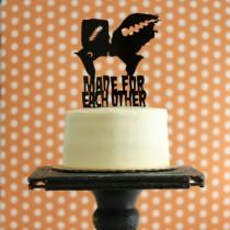 wedding photo - Frankenstein & Bride Silhouette Wedding Cake Topper for Halloween Wedding or Classic Movie Buffs