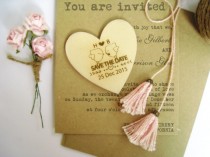 wedding photo -  Personalized 6cm Engraved Save The Date Love Bird Wooden Hearts Gift Tags Wedding Decoration Bridal Shower Pack of 30 / 50 / 80 / 100