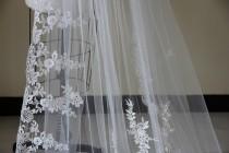 wedding photo - Bridal Lace Veil, Cathedral Lace Veil, Wedding Accessory made of Venice Lace Flower along full edge.