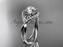 wedding photo -  14kt white gold diamond celtic trinity knot wedding ring, engagement ring CT7390