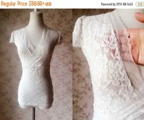 wedding photo - White lace wedding top separate, Women Cap Sleeved Lace top, Summer lace shirts, Casual Wedding - Custom size women top
