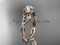 wedding photo -  14kt rose gold diamond celtic trinity knot wedding ring, engagement ring with a "Forever One" Moissanite center stone CT7388