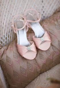 wedding photo - Dyeable Satin Pleated Shoe With Ornament