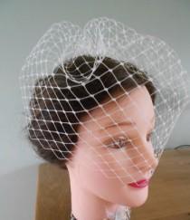 wedding photo - 12" Birdcage Veil, Handmade in a choice of 3 colours in either Plain or Spot Net