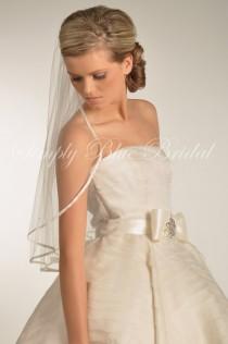 wedding photo - Wedding Veil - Ribbon Veil, Swarovski Crystal Bridal Veil, Veil with Satin Ribbon Edge & Scattered Swarovski Crystals