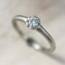 wedding photo - Vintage Modern Octagon Gold or Palladium Diamond Engagement Ring,  Alternative Engagement Ring, Forever Brilliant Moissanite Engagement Ring