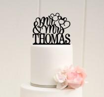 wedding photo - Mickey Wedding Cake Topper - Wedding Cake Topper - Cake Topper with Last Name