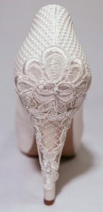 wedding photo - Wedding Shoes, Ivory Bridal Shoes, Ivory Wedding Shoes with Lace, High Heel Wedding Shoes , Ivory High Heels, Ivory Lace High Heels