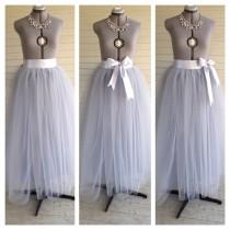 wedding photo - Floor Length/Tea LEngth Adult Slate grey/gray silver Tulle Tutu Skirt  Great Gatsby