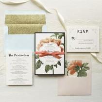 wedding photo - Pastel Peony Floral Customizable Modern Wedding Invitations 