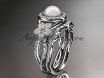 wedding photo -  platinum diamond floral wedding ring, engagement set AP127S