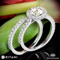 wedding photo - 14k White Gold Ritani 1RZ1323 Halo Diamond Engagement Ring