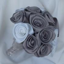 wedding photo - Satin, fabric wedding bouquet in beautiful satin roses