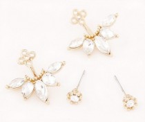 wedding photo - Sale: Flower Ear Jacket - Jacket Earrings - Gold Ear Cuff - Crystal Ear Jacket - Crystal Earring - Gifts for Her - Flower Stud Earrings 