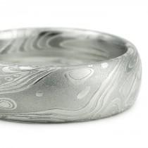 wedding photo - Men's Wedding Ring - Domed with Flowing Pattern Like Water Waves Wind Clouds. Intricate Sophisticated and Handmade Art Metal Jewelry