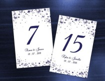 wedding photo -  DIY Printable Wedding Table Number Template | Editable MS Word file | 4 x 6 | Instant Download | Winter Royal Navy Blue New Years Sparkles