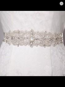 wedding photo - Wide bridal sash, bridal belt crystal sash wedding dress sash