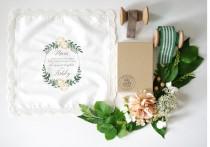 wedding photo - Peonies and Greens Mother of the Bride Handkerchief.  Lace edge Handkerchief. Ivory handkerchief. Mother of the Bride Handkerchief