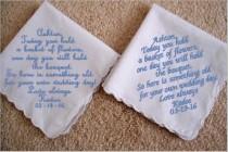wedding photo - Flower Girl Handkerchief, mother of the bride/ groom, personalized monogram, custom hankies,embroidered hanky,