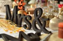 wedding photo - Mr. & Mrs. letters wedding table decoration, freestanding Mr and Mrs signs for sweetheart table